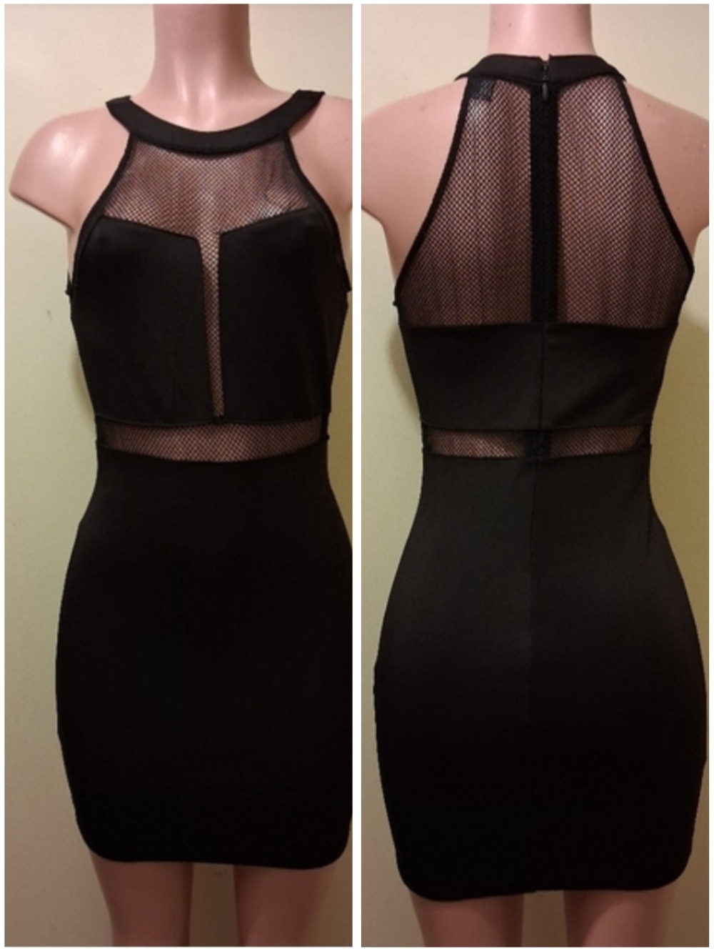 Forever 21 bodycon cocktail dress featuring mesh detailing Size S